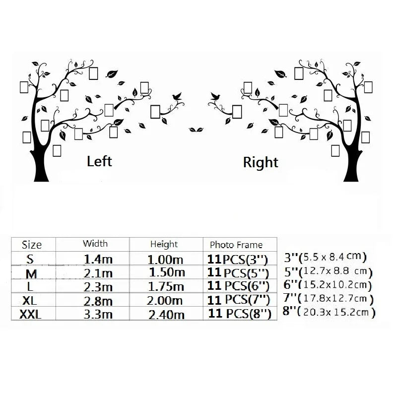 DIY Photo Frame Family Photo Tree Branch PVC Wall Stickers