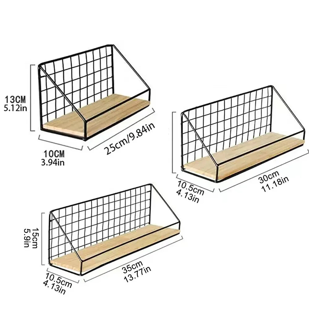 Creative Wall Mounted Shelves, Bedroom Iron Wall Hanging Storage Racks, Storage Baskets, Hanging Shelf, Home Organization