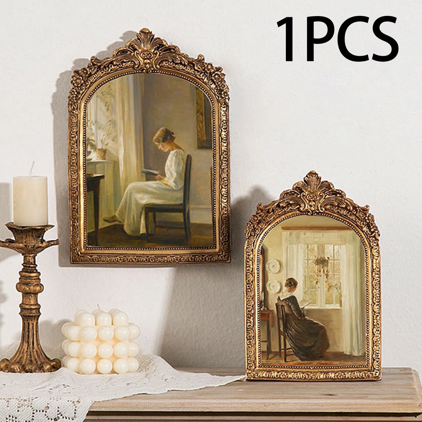 European Style Photo Frame Photo Holder Embossed Floral Tabletop Hanging Picture Display Picture Holder Home Decor