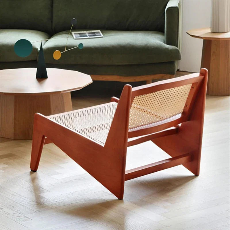 Nordic Solid Wood Lounge Seat Designer Kangaroo Chairs Rattan Woven