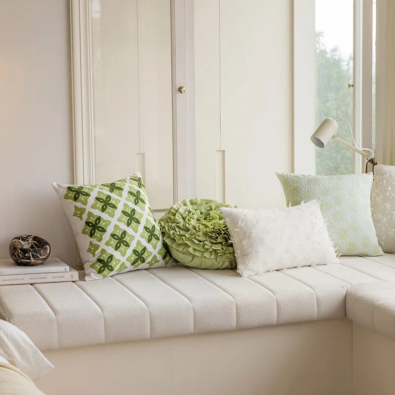 Modern Green Cushion Backrest, Living Room Sofa Pillow, Soft Wais