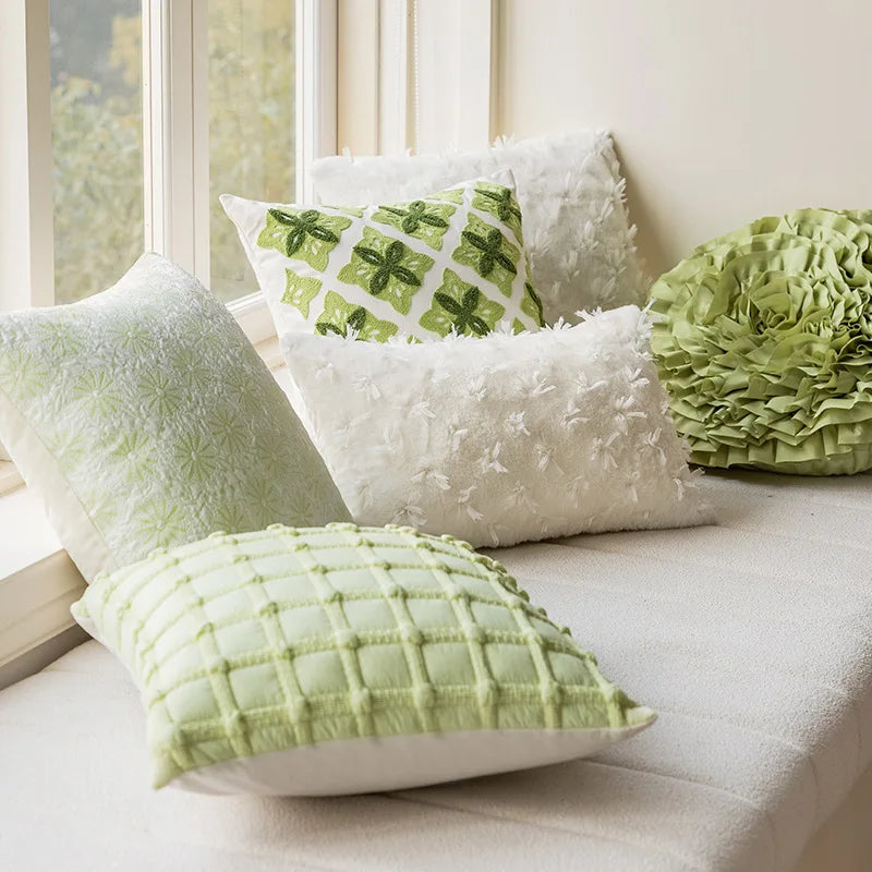 Modern Green Cushion Backrest, Living Room Sofa Pillow, Soft Wais