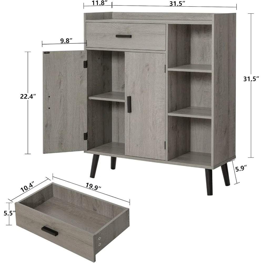Cabinet Kitchen Cabinets 2 Doors & 3 Shelves Furniture Kitchen Cupboard for Living Room Hallyway Freestanding Storage Cabinet
