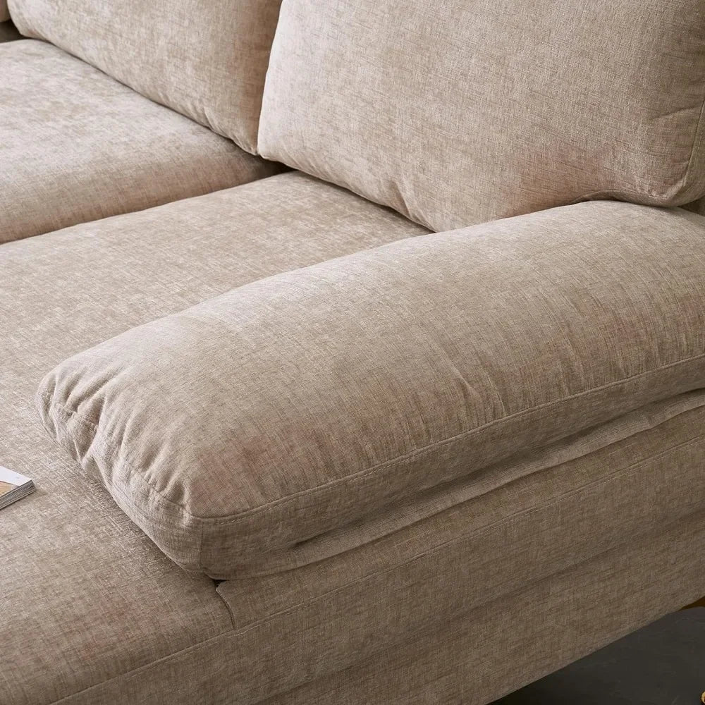 U-Shape Sofas 4-Seat with Chaise Chenille Fabric Upholstered