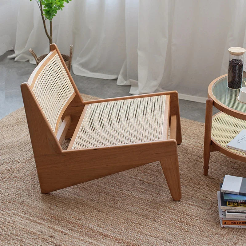 Nordic Solid Wood Lounge Seat Designer Kangaroo Chairs Rattan Woven