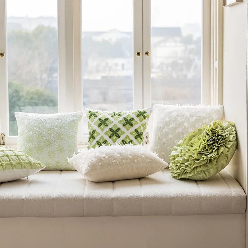 Modern Green Cushion Backrest, Living Room Sofa Pillow, Soft Wais