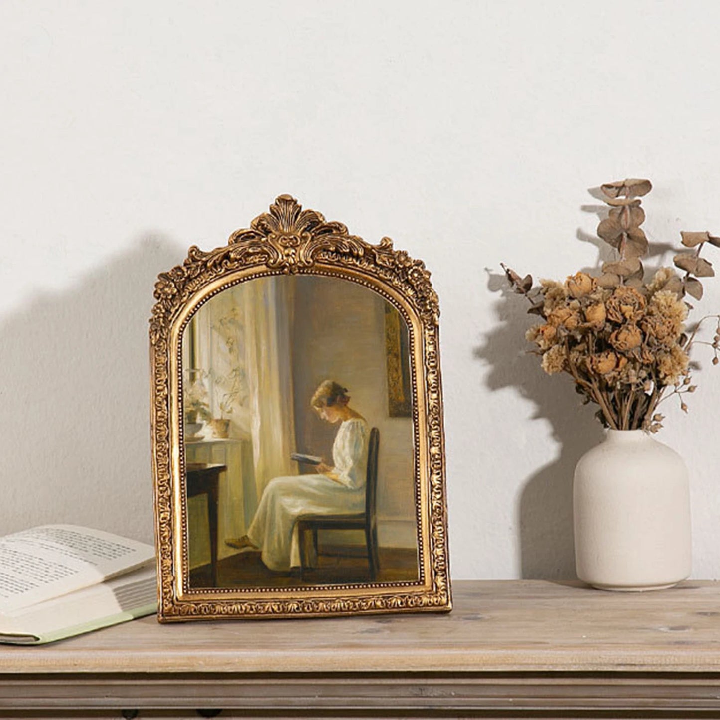 European Style Photo Frame Photo Holder Embossed Floral Tabletop Hanging Picture Display Picture Holder Home Decor
