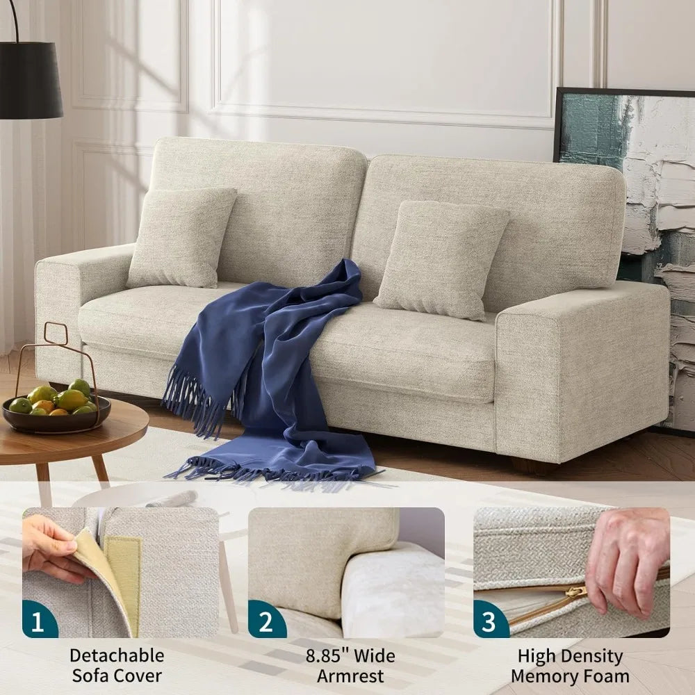 Modern Living Room 3 Seater Recliner Sofa, Comes with 2 Decorative Pillows