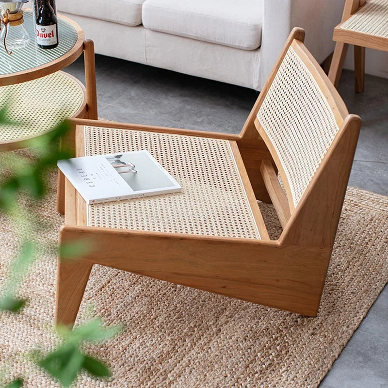 Nordic Solid Wood Lounge Seat Designer Kangaroo Chairs Rattan Woven