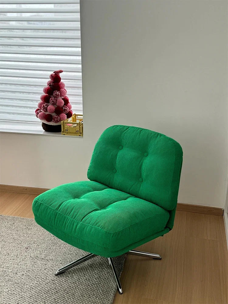 Luxury Single Sofa Chairs Green Corduroy Fabric Home Furniture Living Room