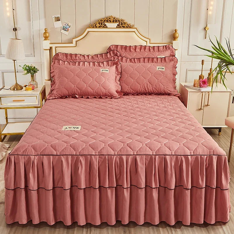 Peter Khanun Ruffle Skirt Bedspread Bed Cover Microfiber Filler Coverlet Lightweight and Breathable for All Season NO Pillowcase