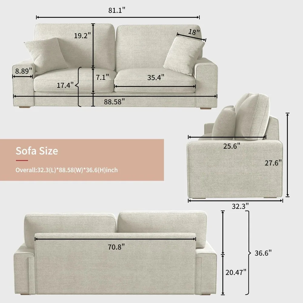 Modern Living Room 3 Seater Recliner Sofa, Comes with 2 Decorative Pillows