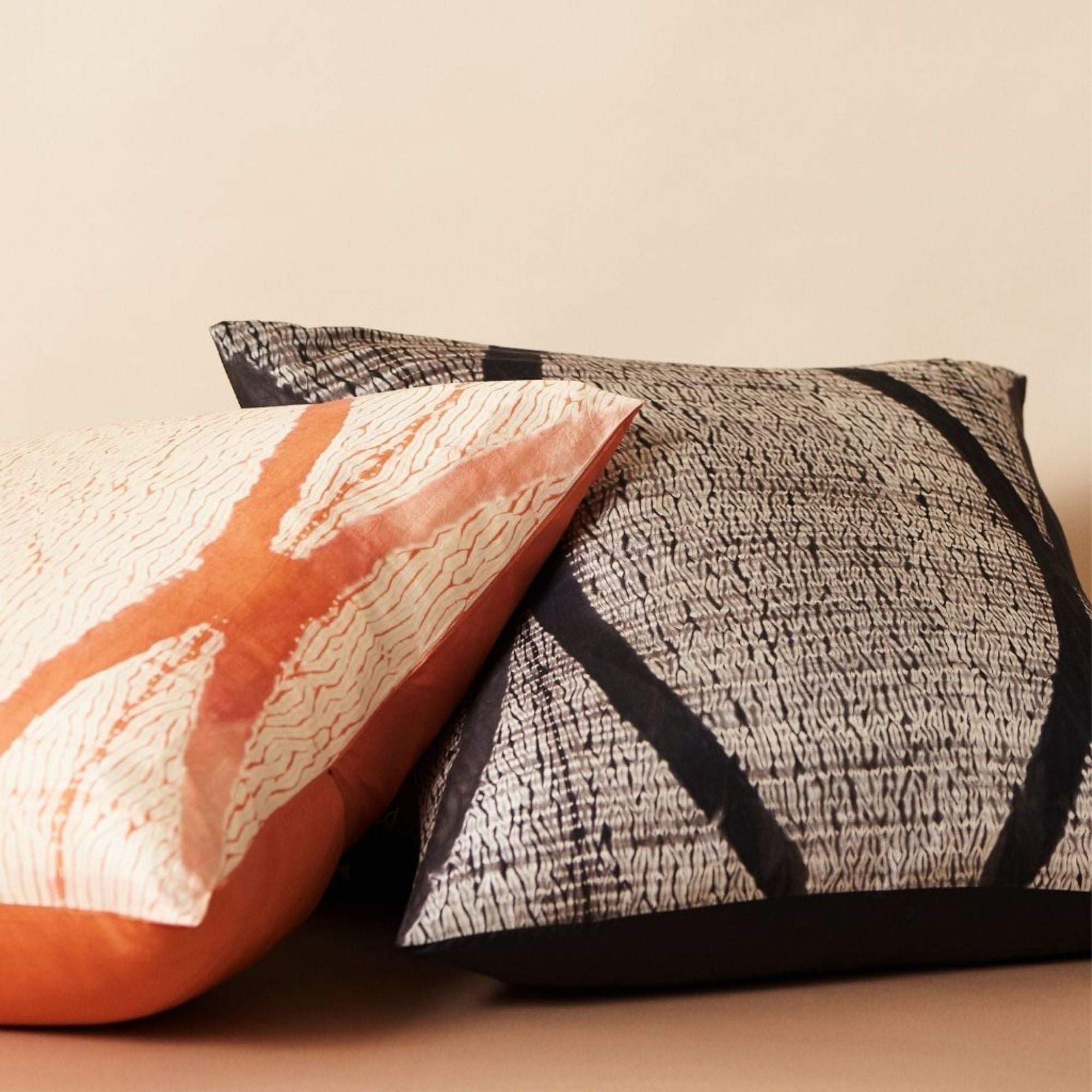 Arc Coral Hand Crafted Shibori Print Mulberry Silk Pillow - Bluepandahomedecor