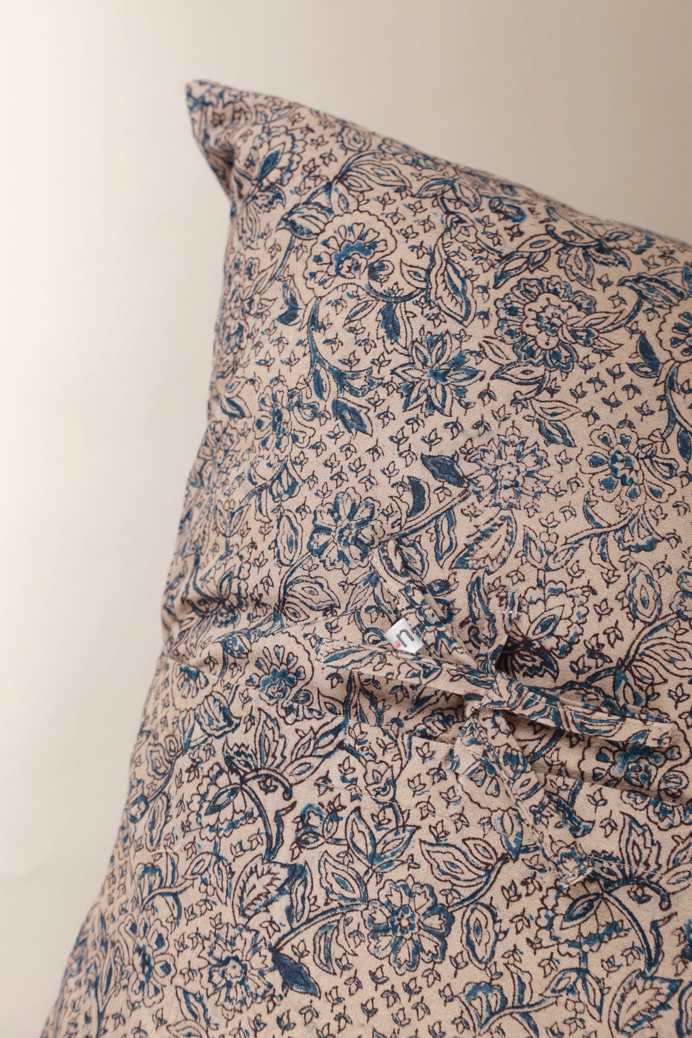 Azure Blue Kalamkari Handcrafted Pillow - Bluepandahomedecor
