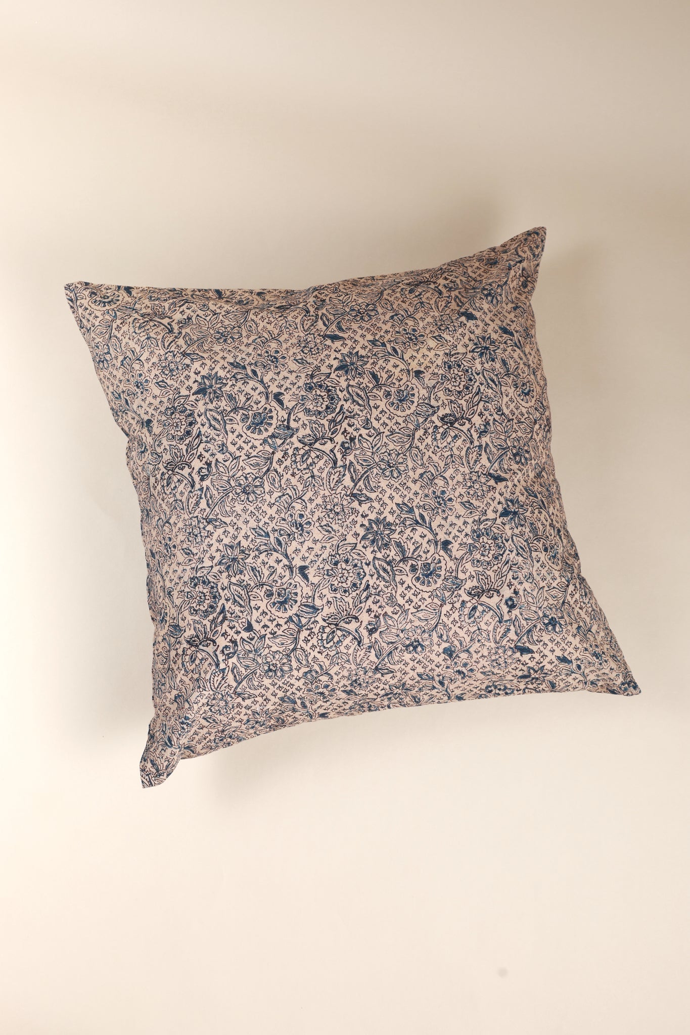 Azure Blue Kalamkari Handcrafted Pillow - Bluepandahomedecor