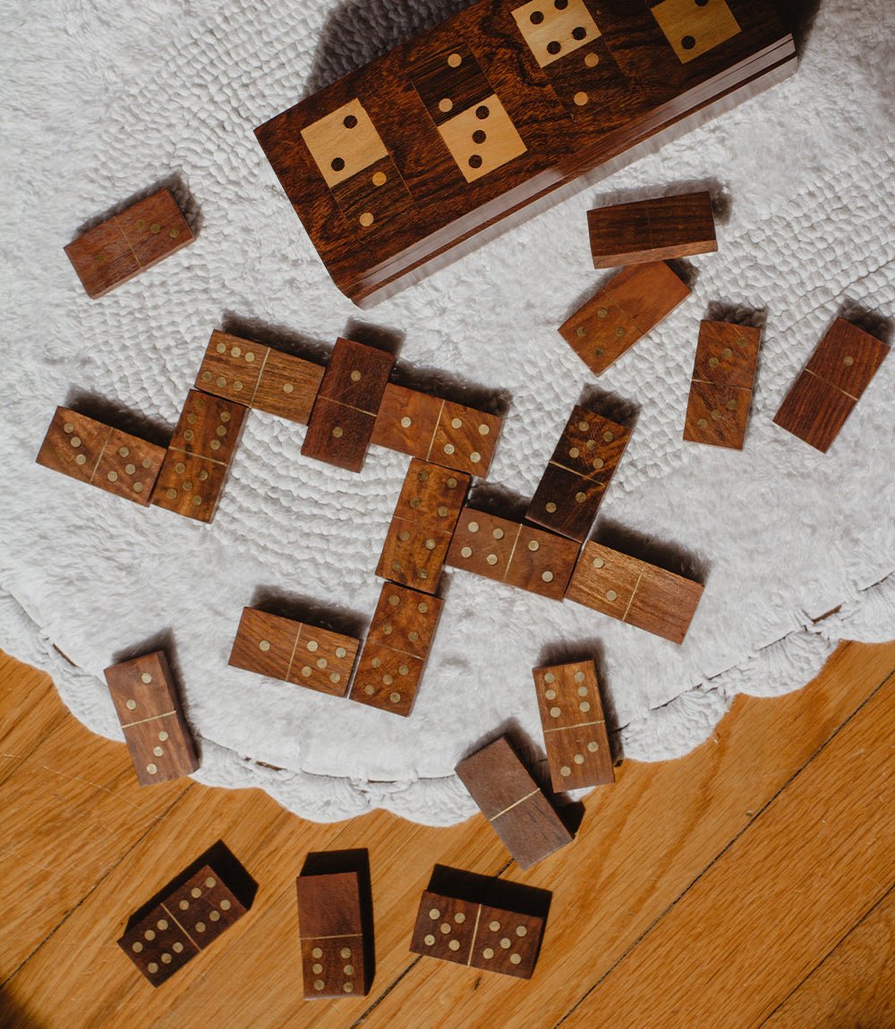 Domino Family Fun Wooden Game Set - Handmade - Bluepandahomedecor