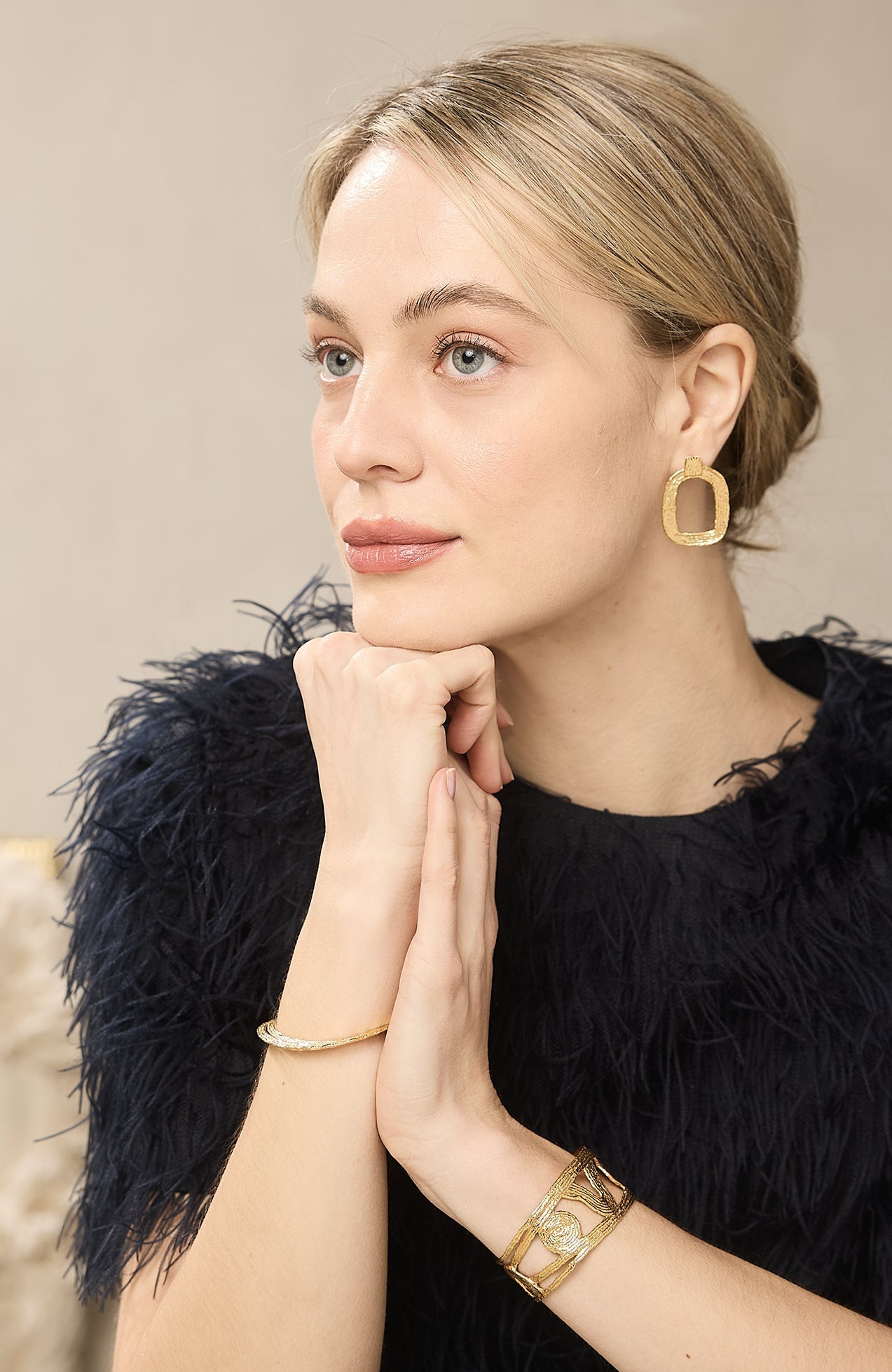 Eva Hoop Earrings - 14K Gold Plate - Bluepandahomedecor