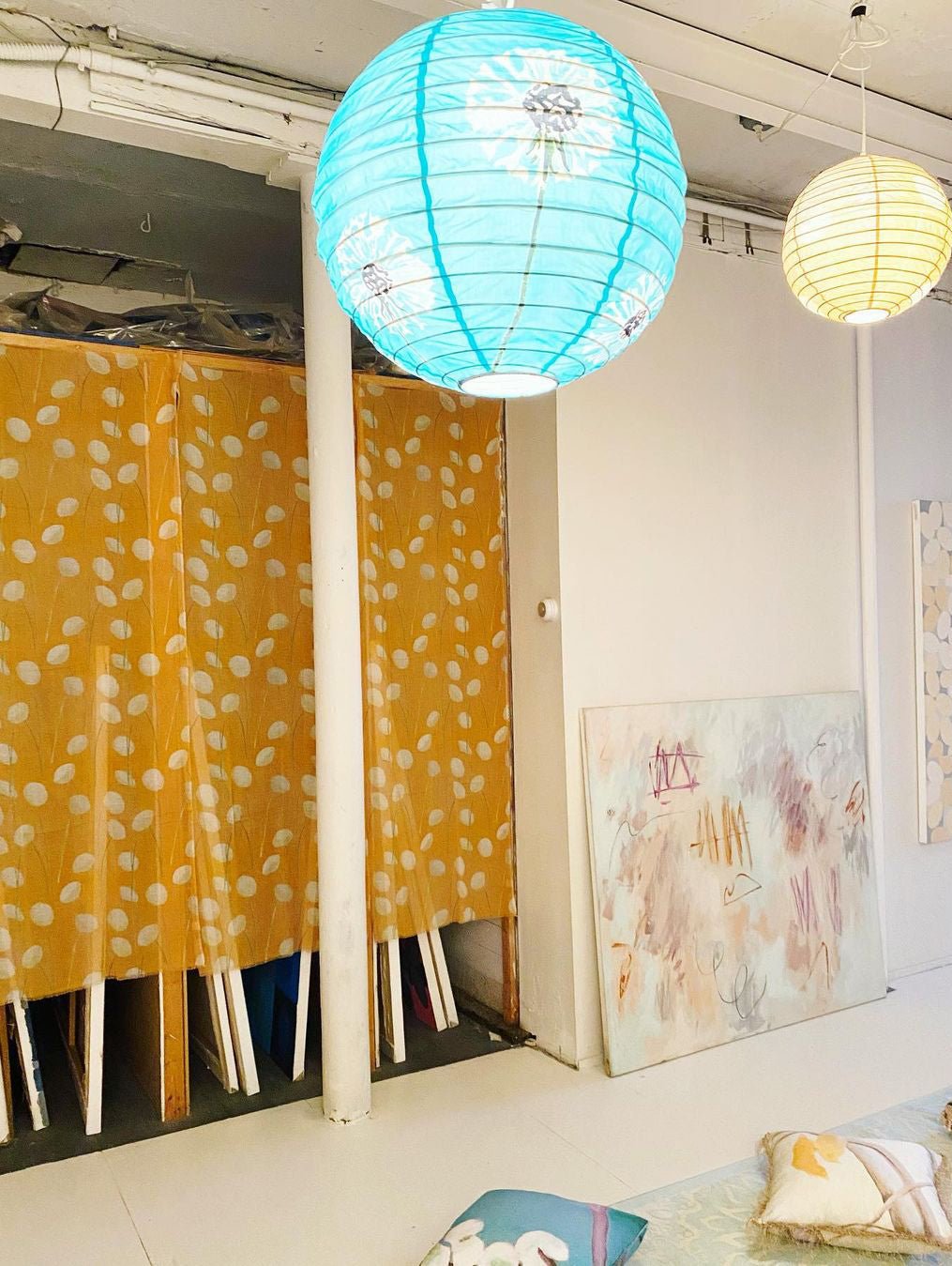Lantern: Dandelions on Aqua - Bluepandahomedecor