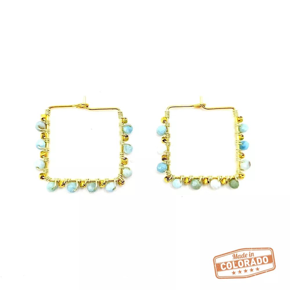 Larimar 18K gold plated hoops - Bluepandahomedecor