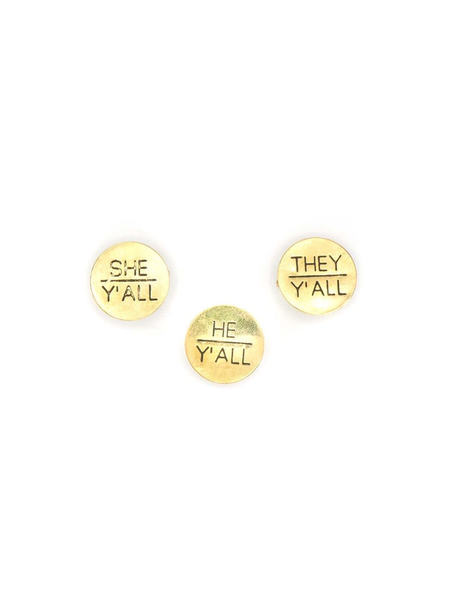 Pronoun Pins - Brass - Bluepandahomedecor
