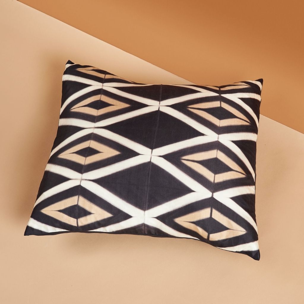 Tisa Handcrafted Shibori Print Mulberry Silk Pillow - Bluepandahomedecor