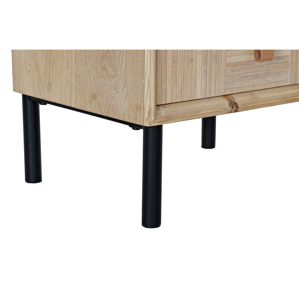 Nightstand DKD Home Decor Fir Natural Black MDF Wood 45 x 35 x 60 cm