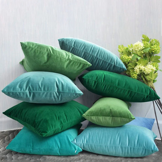 Luxury Velvet Lumbar Pillowcase 30X50 Nordic Cushion Cover Green Decorative Pillows Solid Color Pillow Cover For Living Room