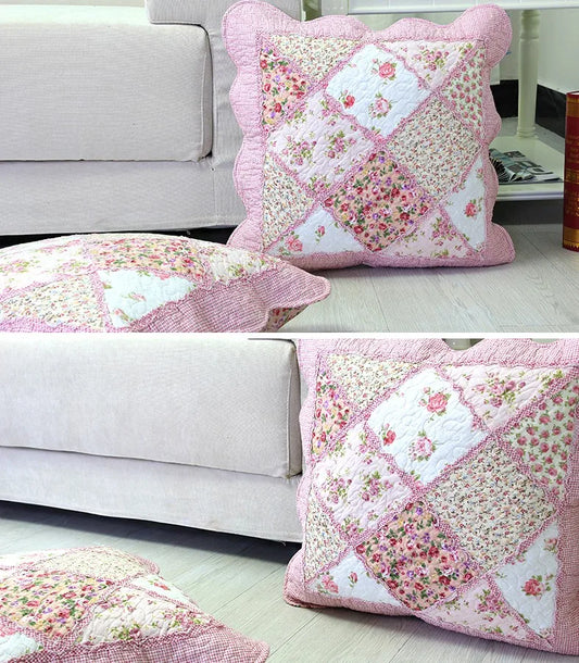 New Home decor Chinese rural Flowers pattern 100% Cotton Cushion Cover Solid color Waist Pillow Case Sofa Chair Pillow cover