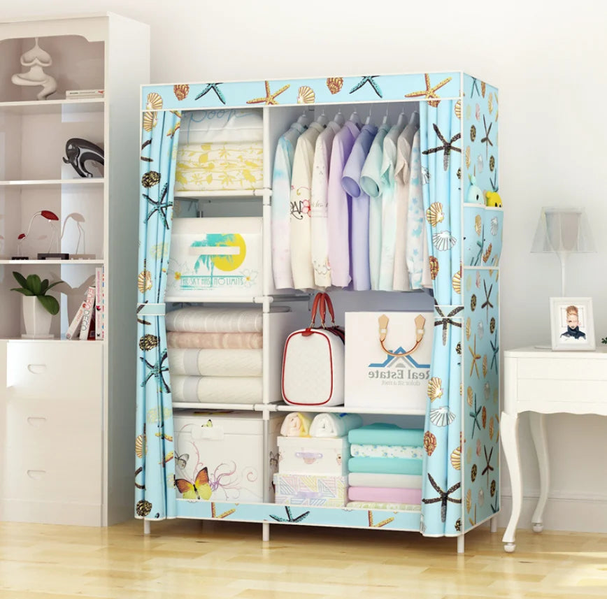 Simple Cloth Wardrobe Steel Tube Assembly Closet Bedroom Single Folding Storage Wardrobe Dormitory Hanging Storage Cabinet