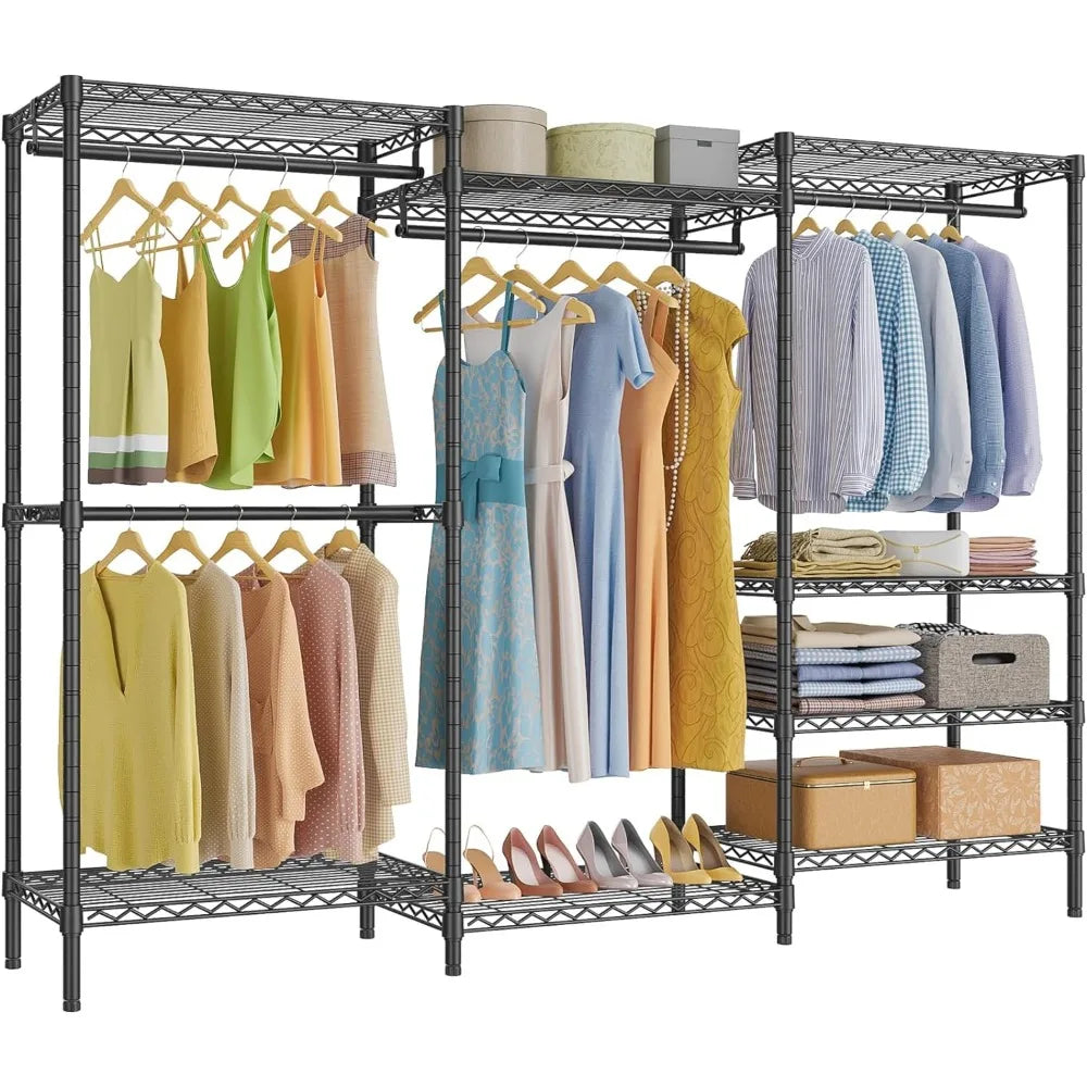 V5 Plus Large Portable Closet Rack Freestanding Wardrobe Closet, Multi-Functional Clothes Rack Heavy Duty Metal Clothing Rack