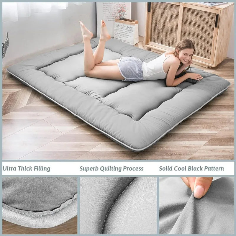 Japanese Floor Mattress, Thicken Daybed Futon Sleeping Pad Foldable Roll Up Mattresses Boys Girls Dormitory Floor Lounger Bed