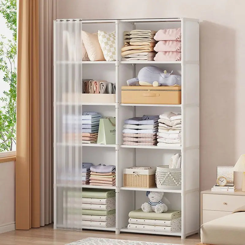 Dustproof Wardrobe Household Bedroom Multipurpose Storage Rack Simple Assembly Storage Cabinet Rental Room Multi-layer Wardrobe