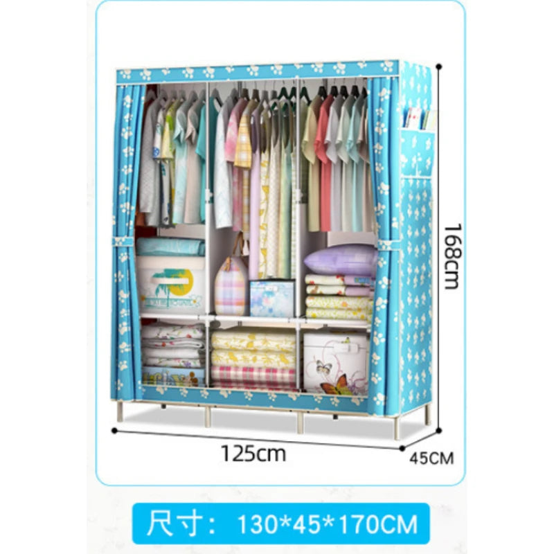 Simple Cloth Wardrobe Steel Tube Assembly Closet Bedroom Single Folding Storage Wardrobe Dormitory Hanging Storage Cabinet