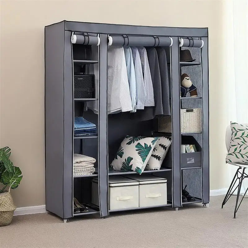 69" Portable Clothes Closet Wardrobe Non-Woven Fabric Wardrobe