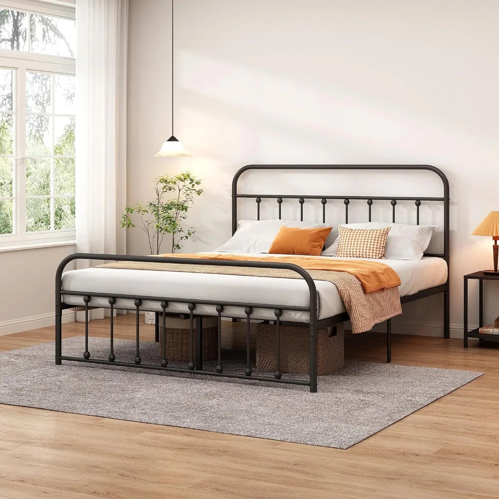 Classic Metal Platform Bed Frame with Heaboard and Footboard,Strong Metal Slats Support,No Box Spring Needed,Easy Assembly