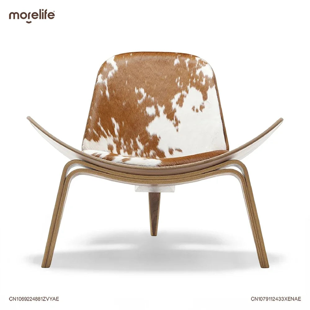 Northern Europe Three-Legged Shell Chair Ash Plywood Fabric Living Room Chair Modern Single Person Lounge Chairs Home Furniture