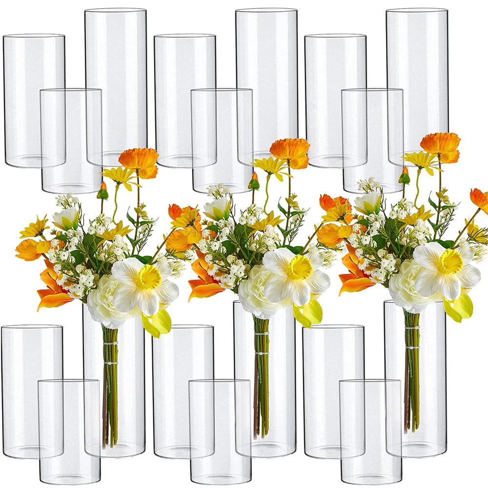 6.5cm Clear Glass Cylinder Vases Floating Candles Holders Clear Cylinder Flower Vases