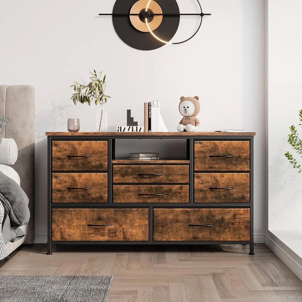 8 Dresser TV Stand with Power Outlet & LED for 55'' TV