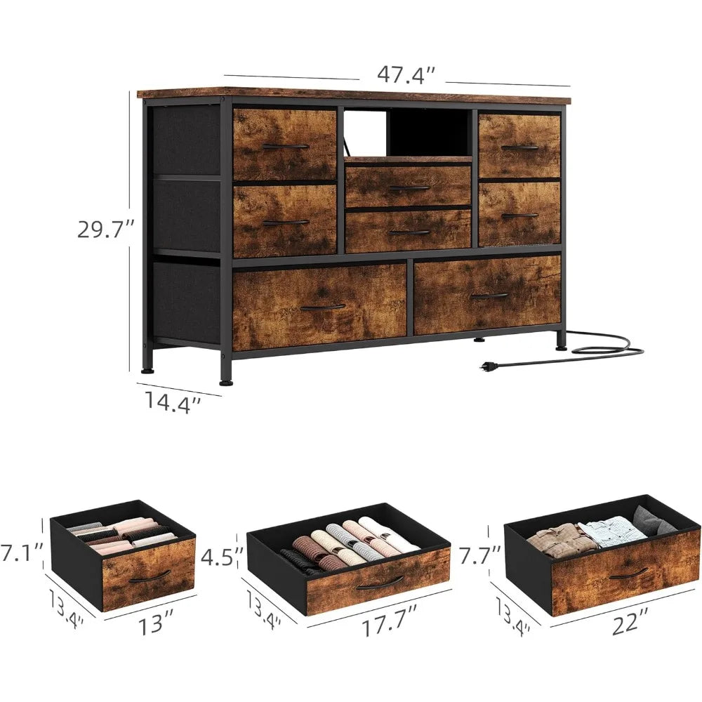 8 Dresser TV Stand with Power Outlet & LED for 55'' TV