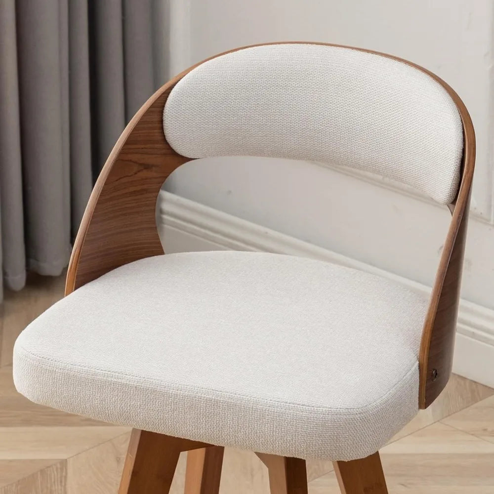 modern padded bar chair with wooden back and bamboo legs rotating