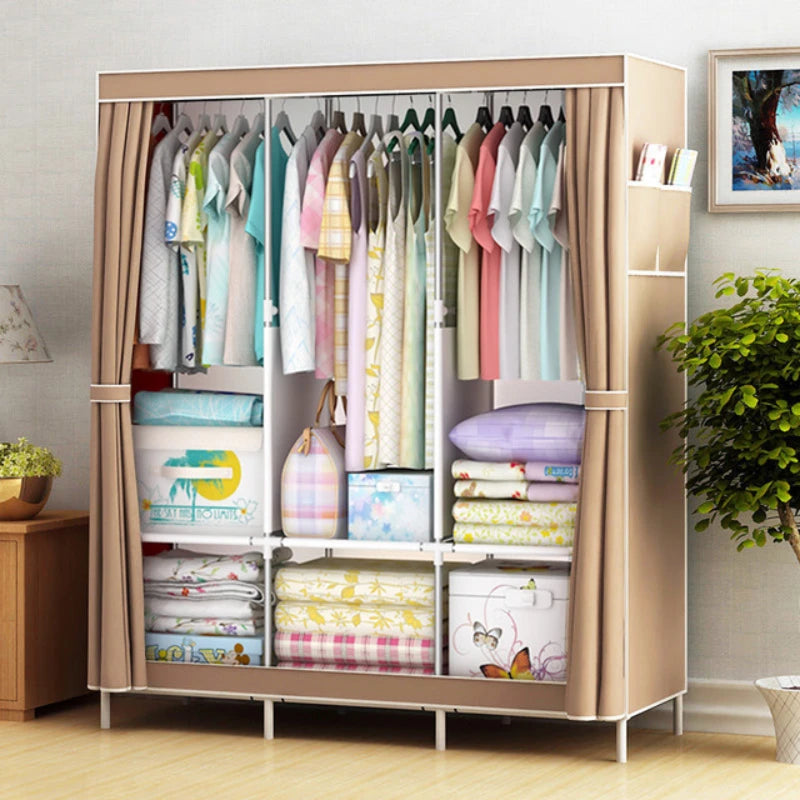 Simple Cloth Wardrobe Steel Tube Assembly Closet Bedroom Single Folding Storage Wardrobe Dormitory Hanging Storage Cabinet