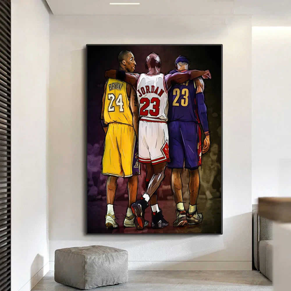 Famous Basketball Stars Wall Art Poster Abstract Graffiti Mural Modern Home Decor Canvas Painting Room Decorate Prints Pictures