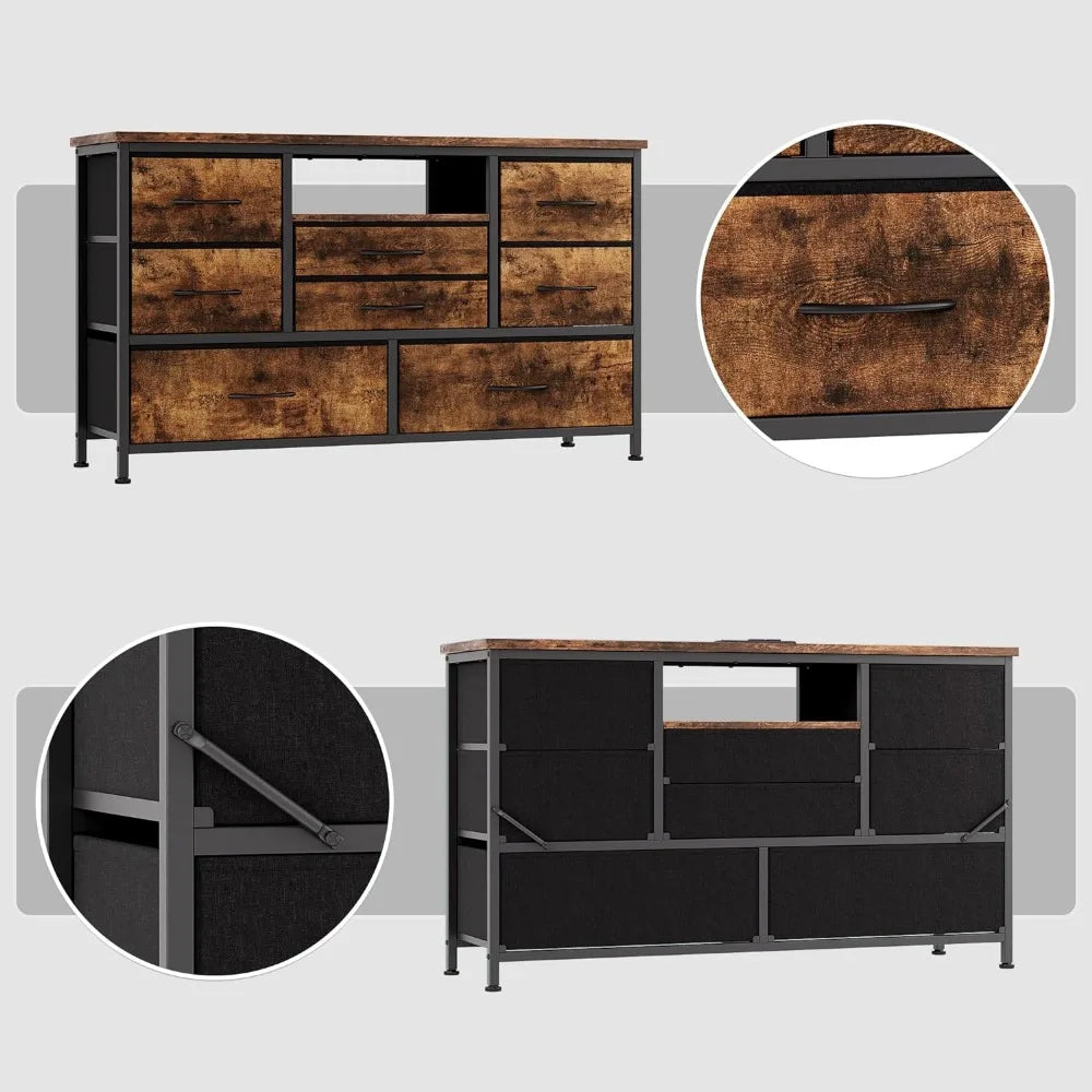 8 Dresser TV Stand with Power Outlet & LED for 55'' TV