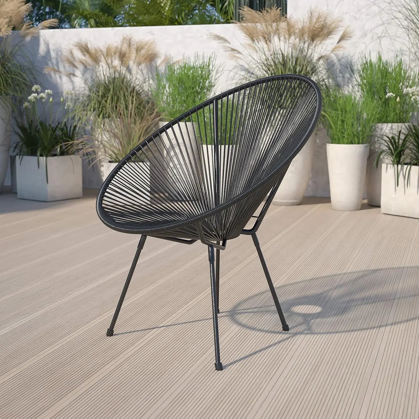 Papasan Bungee Lounge Chair for garden poolside,Black,Grey,Red,White