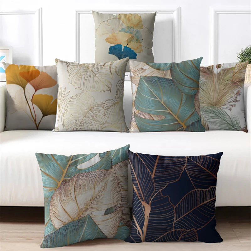 Leaves Pattern Cushion Covers for Sofa Living Room Chair Waist Pillow Case Home Decoration Nordic Modern Pillow Covers