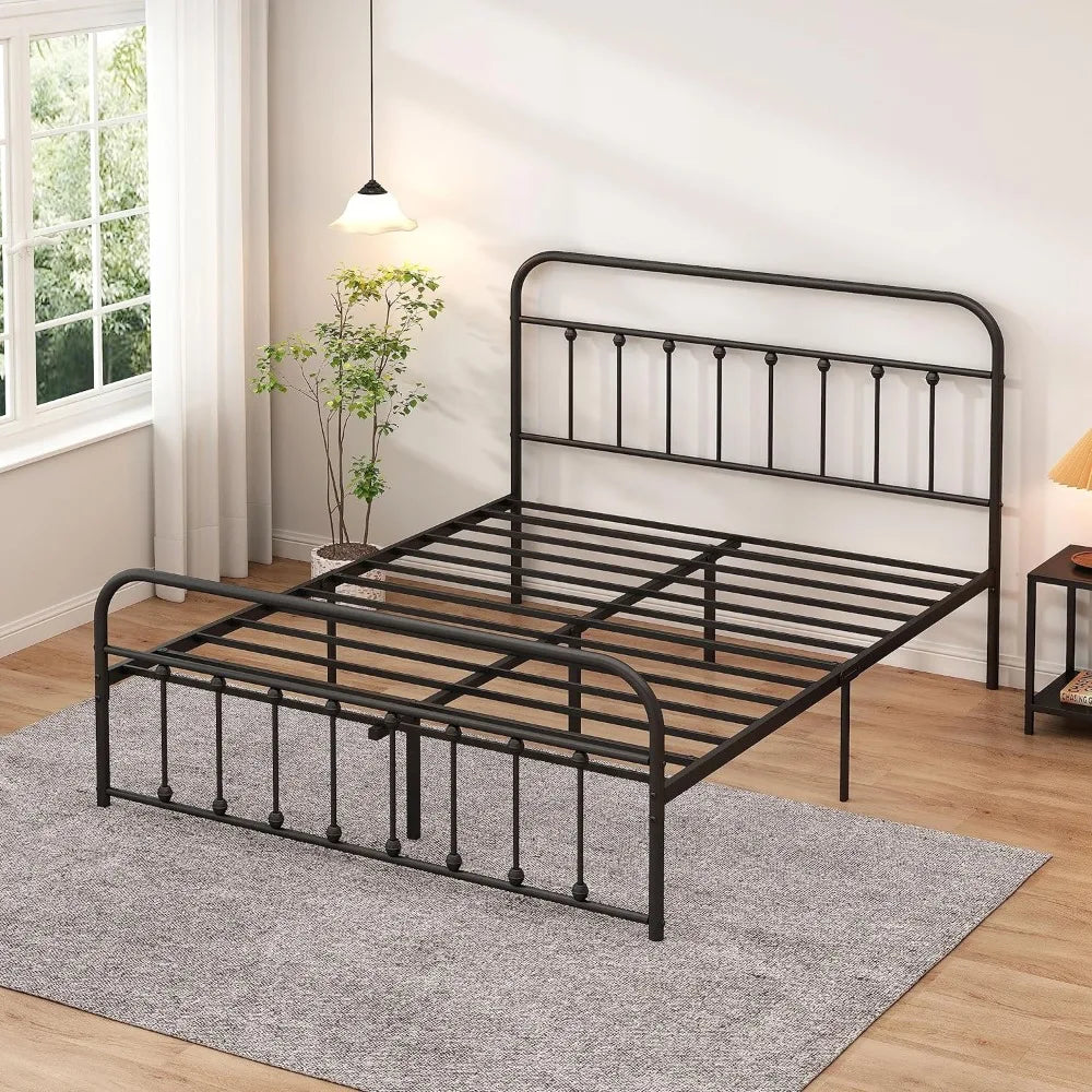 Classic Metal Platform Bed Frame with Heaboard and Footboard,Strong Metal Slats Support,No Box Spring Needed,Easy Assembly