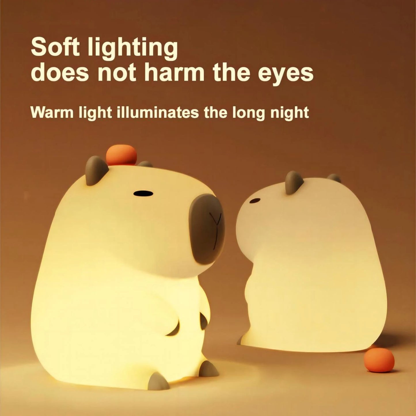 Silicone Capybara Night Lights Portable USB Rechargeable Animal Touch Control Lamp With Timing Function For Home Bedroom Decor