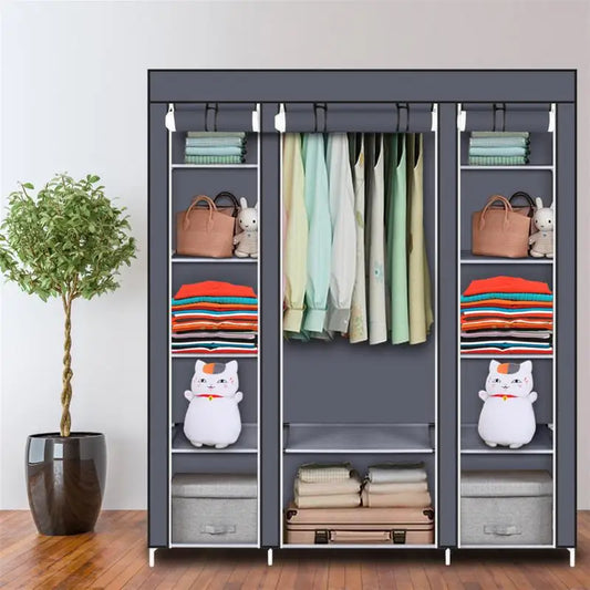 69" Portable Clothes Closet Wardrobe Non-Woven Fabric Wardrobe