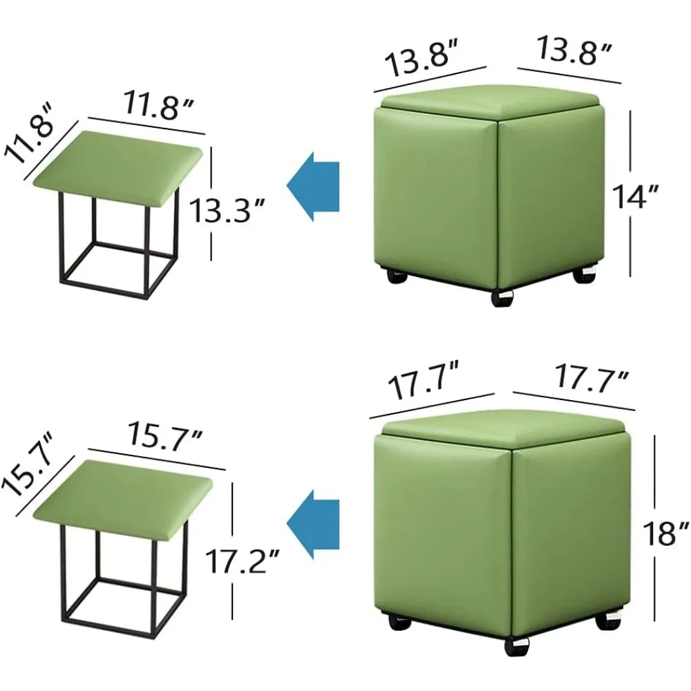 5 in 1 Seating Cube with Swivel Casters Stackable Sofa Chair Stool