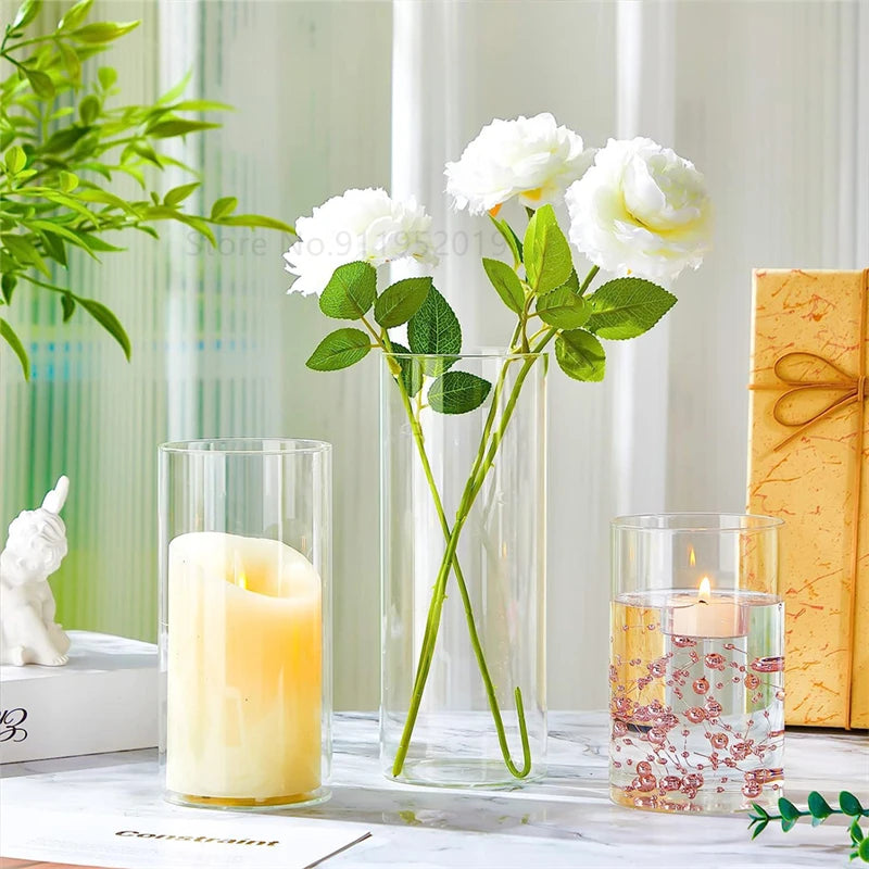 6.5cm Clear Glass Cylinder Vases Floating Candles Holders Clear Cylinder Flower Vases